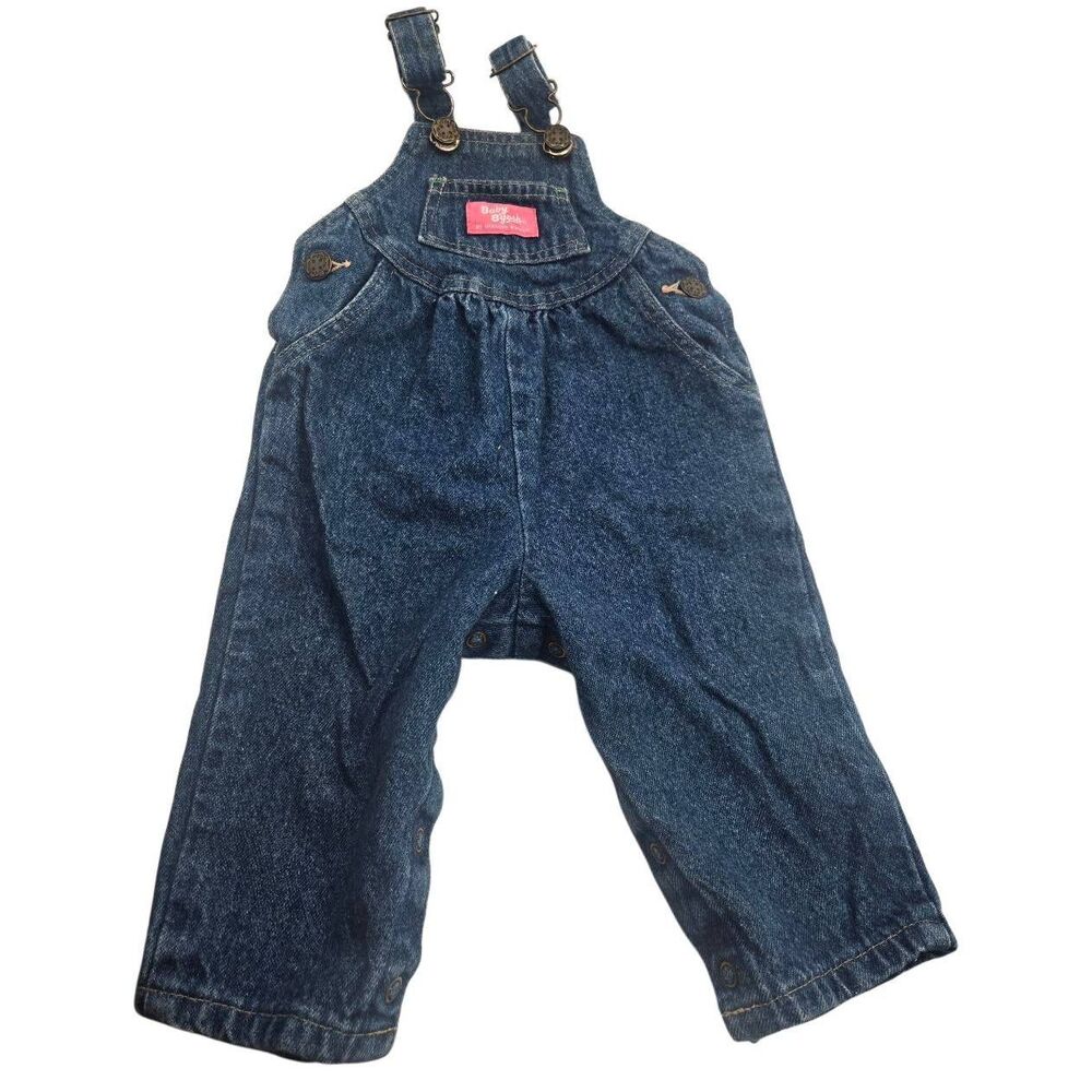 Vintage OshKosh B'Gosh Overalls Denim Pink Logo Size 12 Months